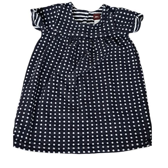 Tea Collection Black With White Dots Short Sleeve  Dress Size 3T - Picture 1 of 7